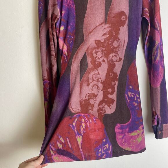 With Jean With x Lord Newry Andy Mini Dress Ruched flower lady Purple SizE XS - Picture 7 of 8